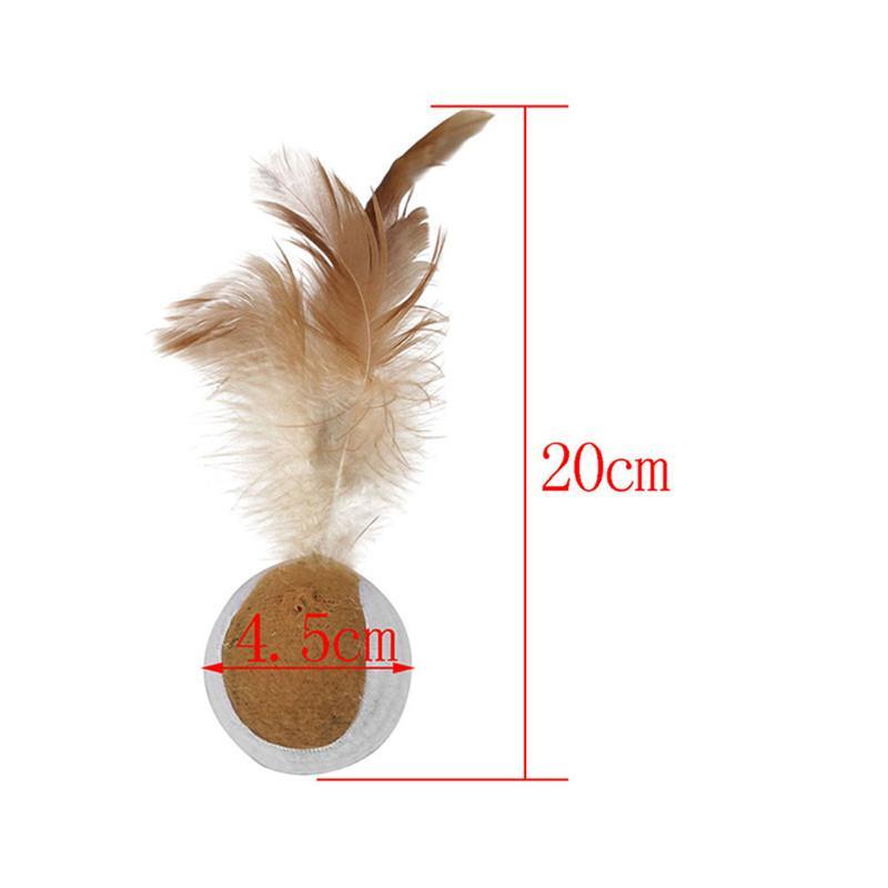 2pcs Rolling Jump Moving Ball with Feather Catch Teaser Cat Toy