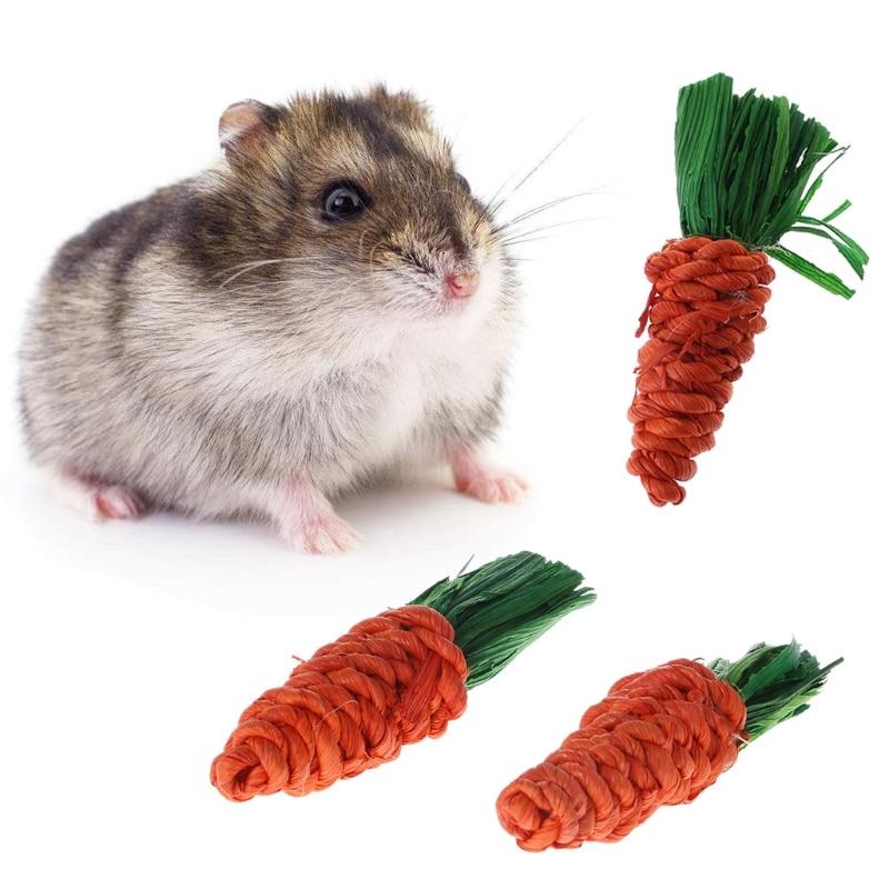 3Pcs Carrot Shaped Rabbit Chew Bite Toys