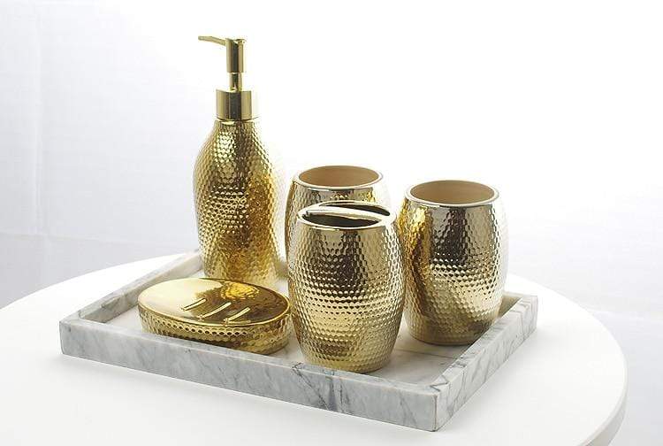 Gold Gloss Bathroom Accessories Set