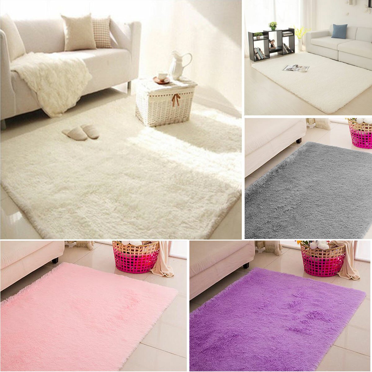 120x170cm Fluffy Rug Anti-Skid Shaggy Area Rug Dining Room Home Carpet Floor Mat