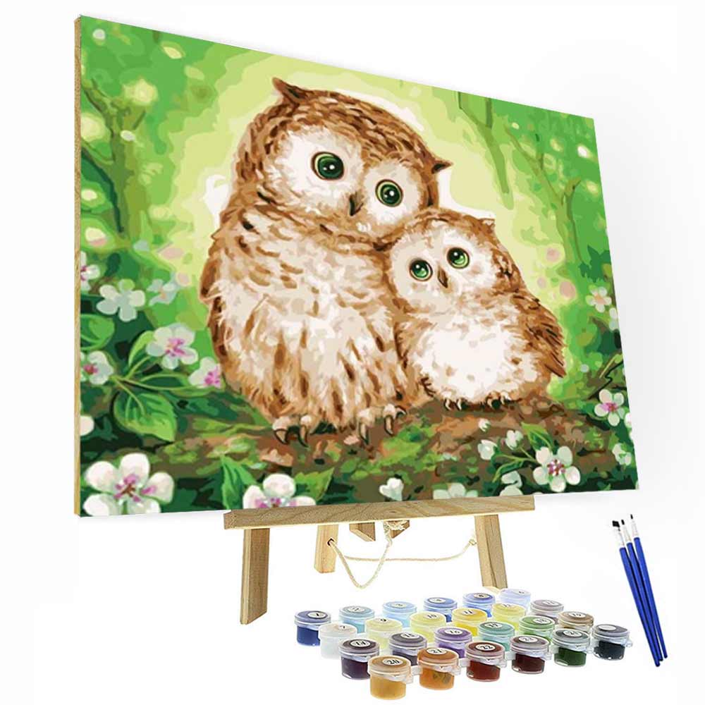 Paint by Numbers Kit -  Owl Baby and Mom Deco26