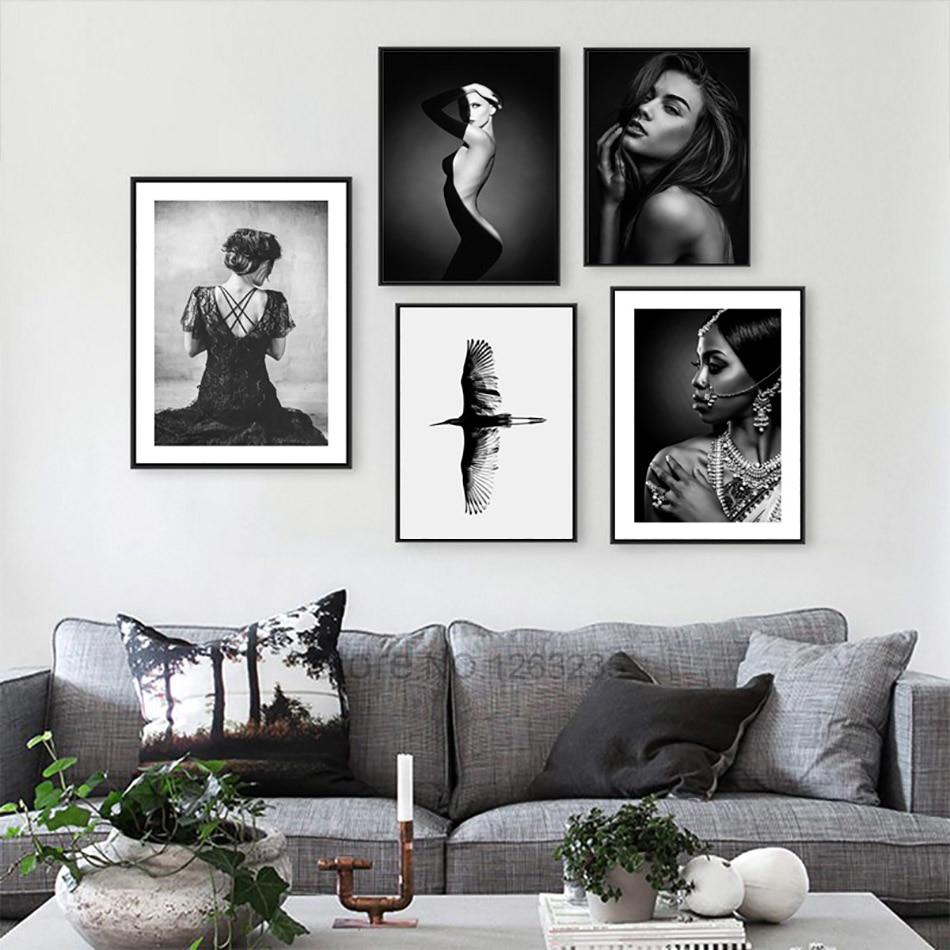 Black and White Art Prints Women Wall Art Nordic Style Canvas Poster Unframed