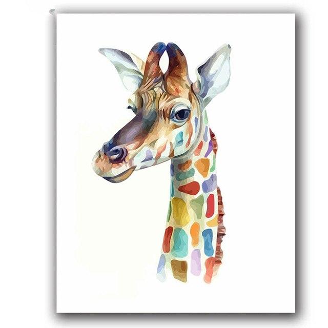 Coloring by Numbers Kit DIY Canvas Wall Decor Cute Giraffe 40x50 CM