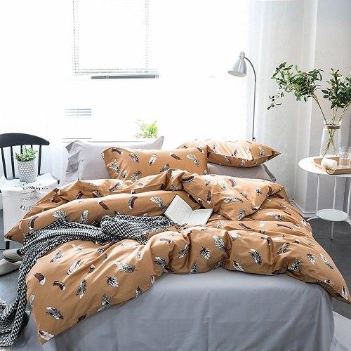 Egyptian Cotton Modern Bedding Sets Leopard and Feather Print Duvet Cover Set