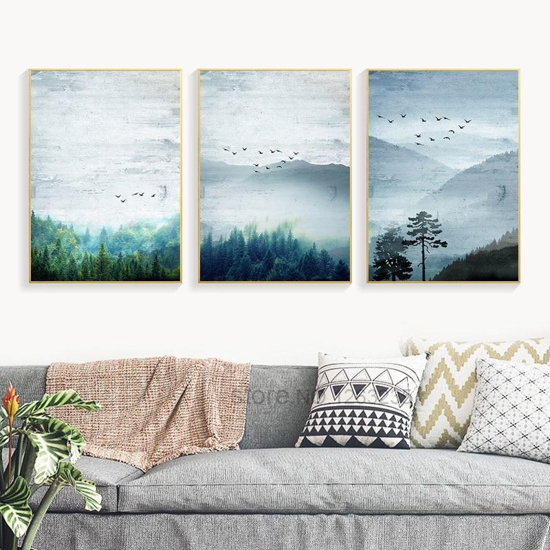 Nordic Style Poster Forest Wall Art Canvas Prints Unframed