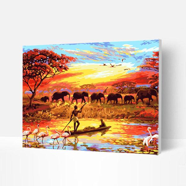 Paint by Numbers Kit -  African Elephant Sunset Deco26