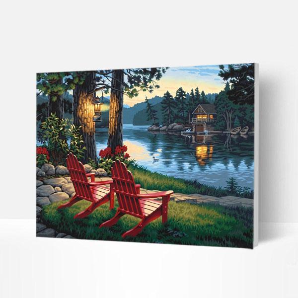 Paint by Numbers Kit - Red Chair by The Lake Deco26
