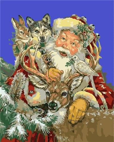 DIY Painting by Numbers Kit Santa Claus Canvas Wall Art 40X50 CM