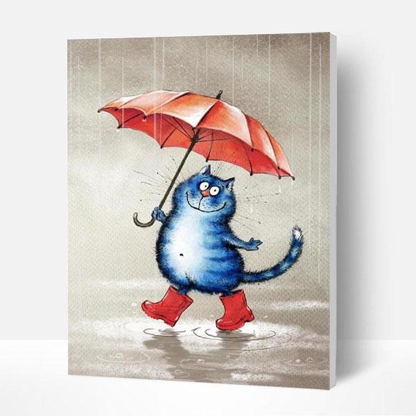 Paint by Numbers Kit - Blue Cat In The Rain Deco26