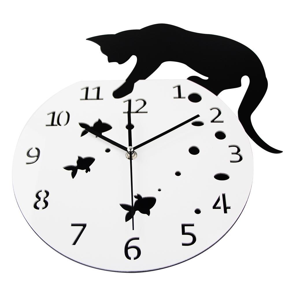 Cat and Fish Wall Clock