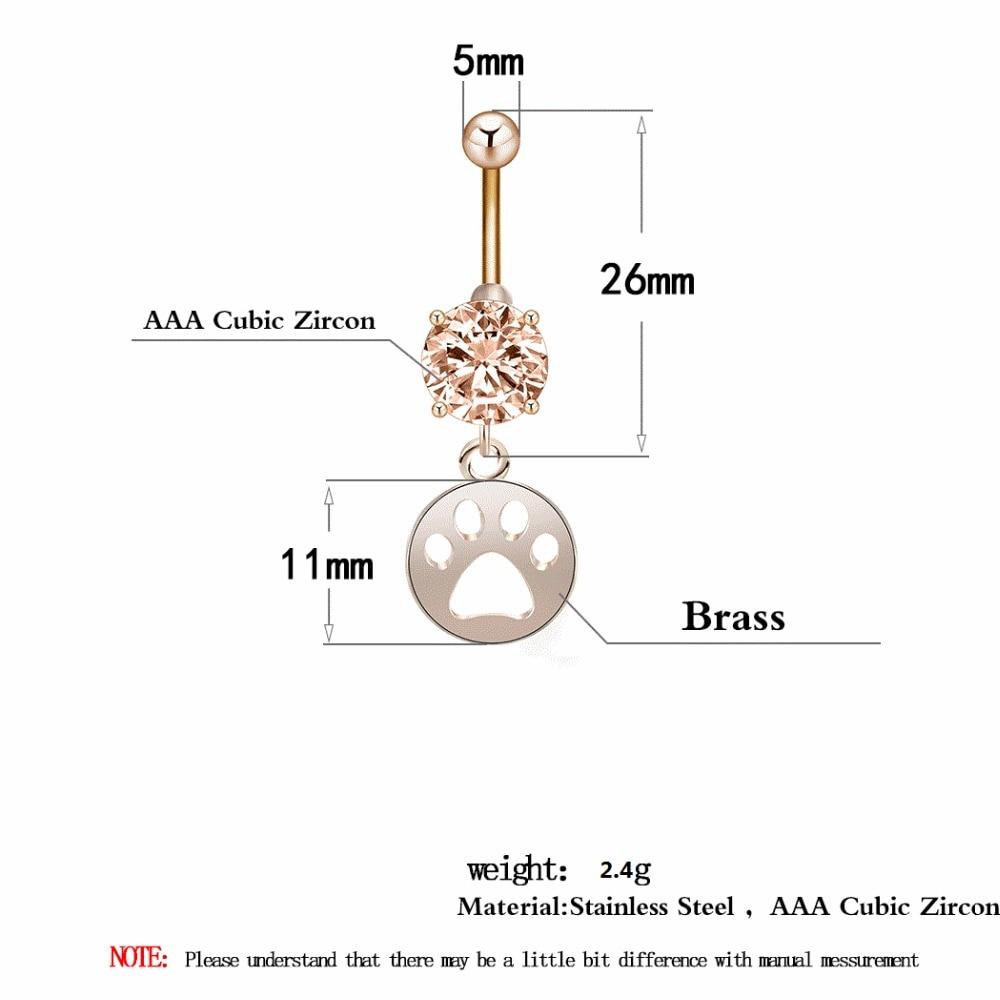 Cat Paw Dangle Belly Button Ring