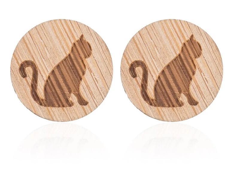 Cat Wooden Earrings
