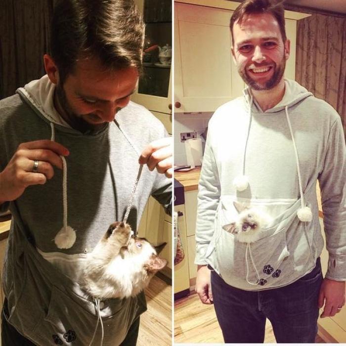 Cozy Cat Hoodie With Kangaroo Pouch