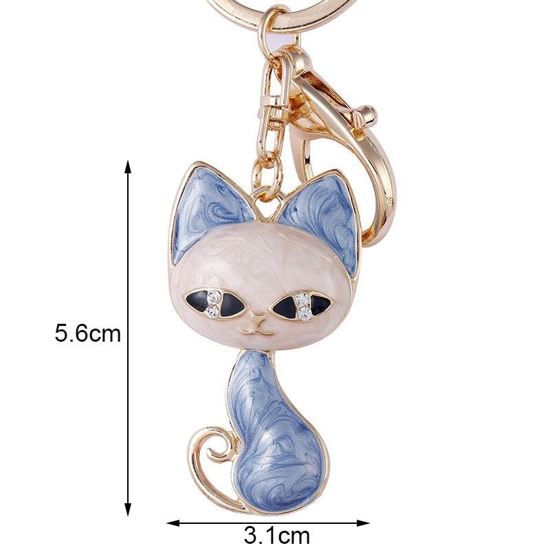 Cute cat crystal rhinestone keyrings