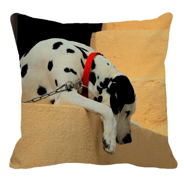 Cute Dalmatian Print Linen Pillow Case﻿