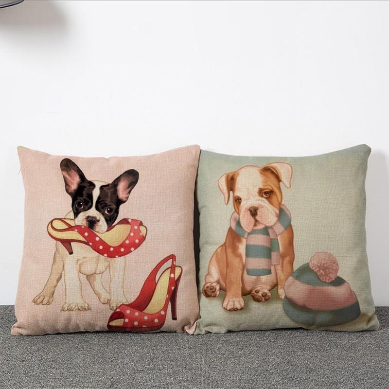 Decorative Dog Design Cushion Cover