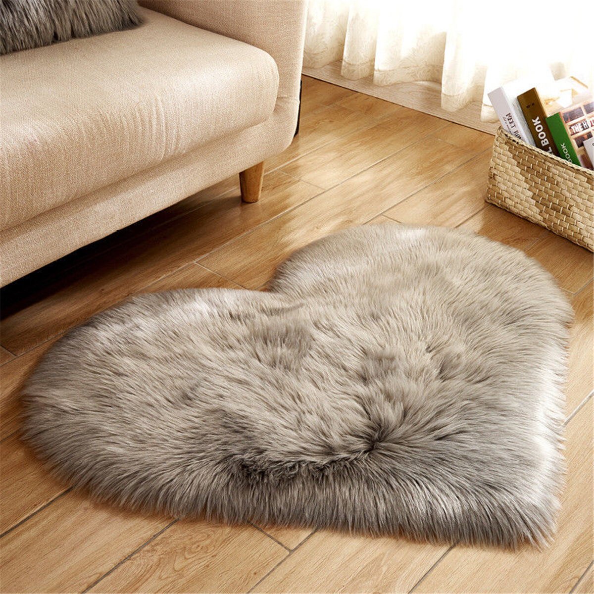 Heart Shape Long Plush Carpet Home Living Room Bedding Decor Carpet Soft Floor Mat