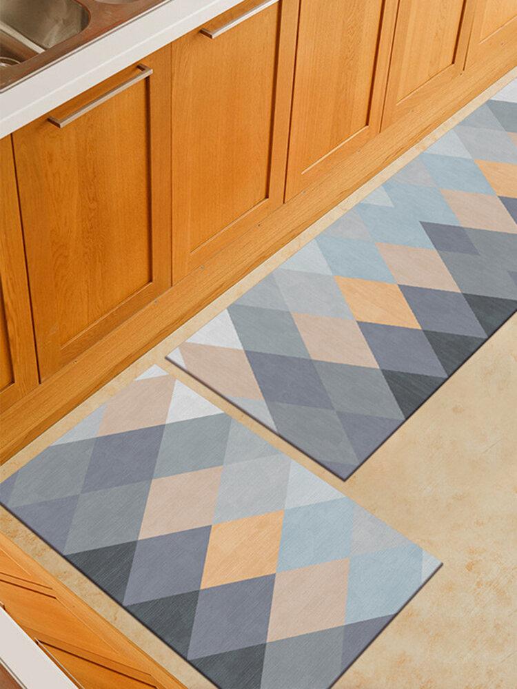 Geometric Striped Pattern Floor Mats Flannel Water Absorption Antiskid Floor Mat Bath Room Door Mat