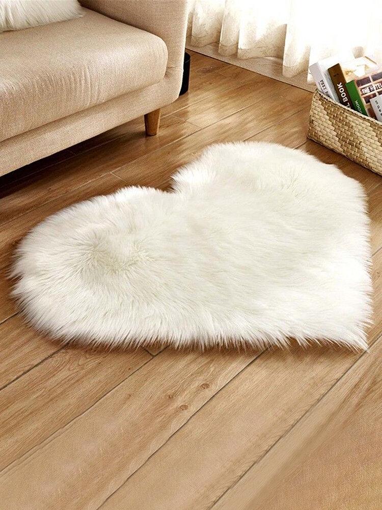Heart Shape Long Plush Carpet Home Living Room Bedding Decor Carpet Soft Floor Mat