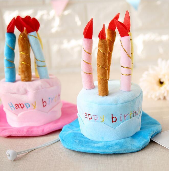 Fashion 3D Birthday Cake with Candles Pet Hat