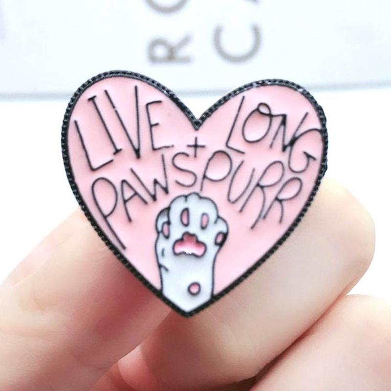 Heart Cat Claw Pin