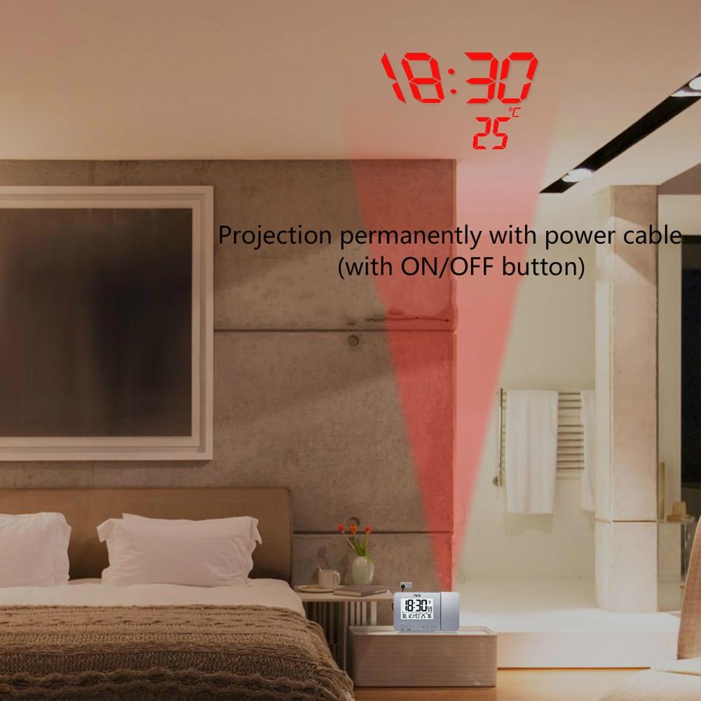 Projection Alarm Clock Digital Date Snooze Function Backlight Rotatable