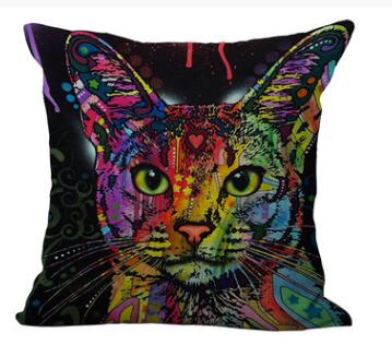 Colored Cat Faces Cushion Cover