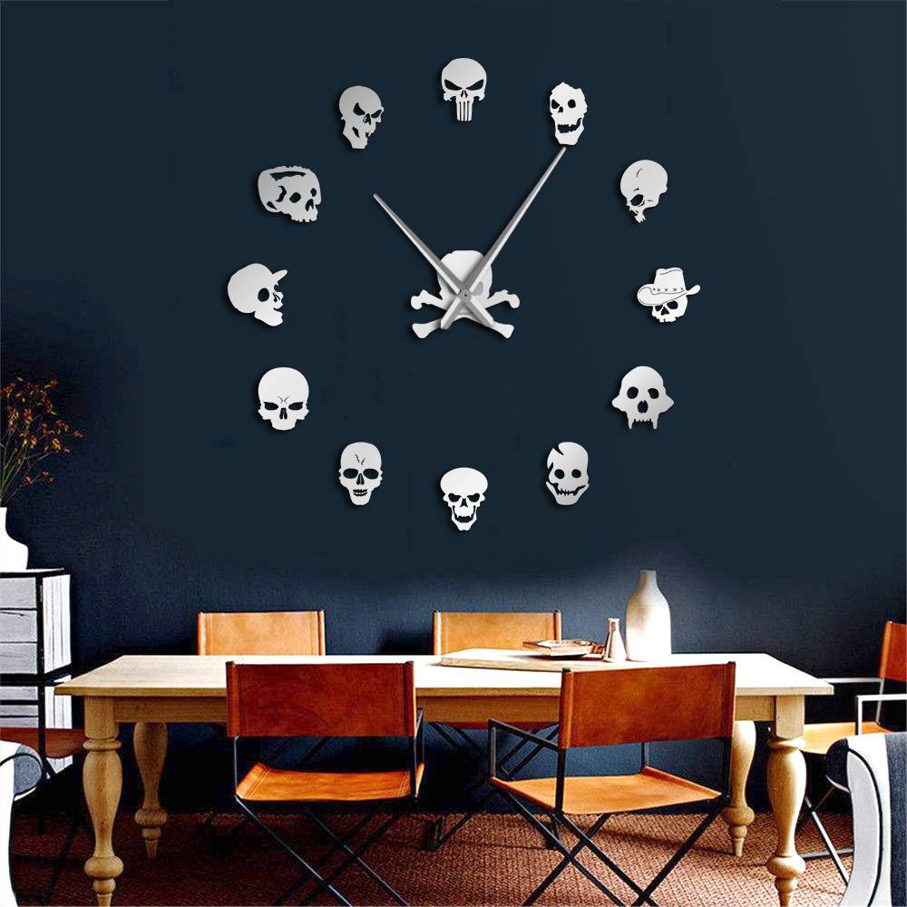 Skull Heads DIY Horror Wall Art Giant Wall Clock