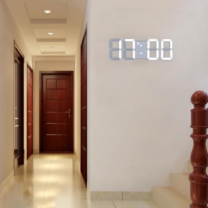 3D Large LED Digital Wall Clock Date Time Celsius Nightlight Display