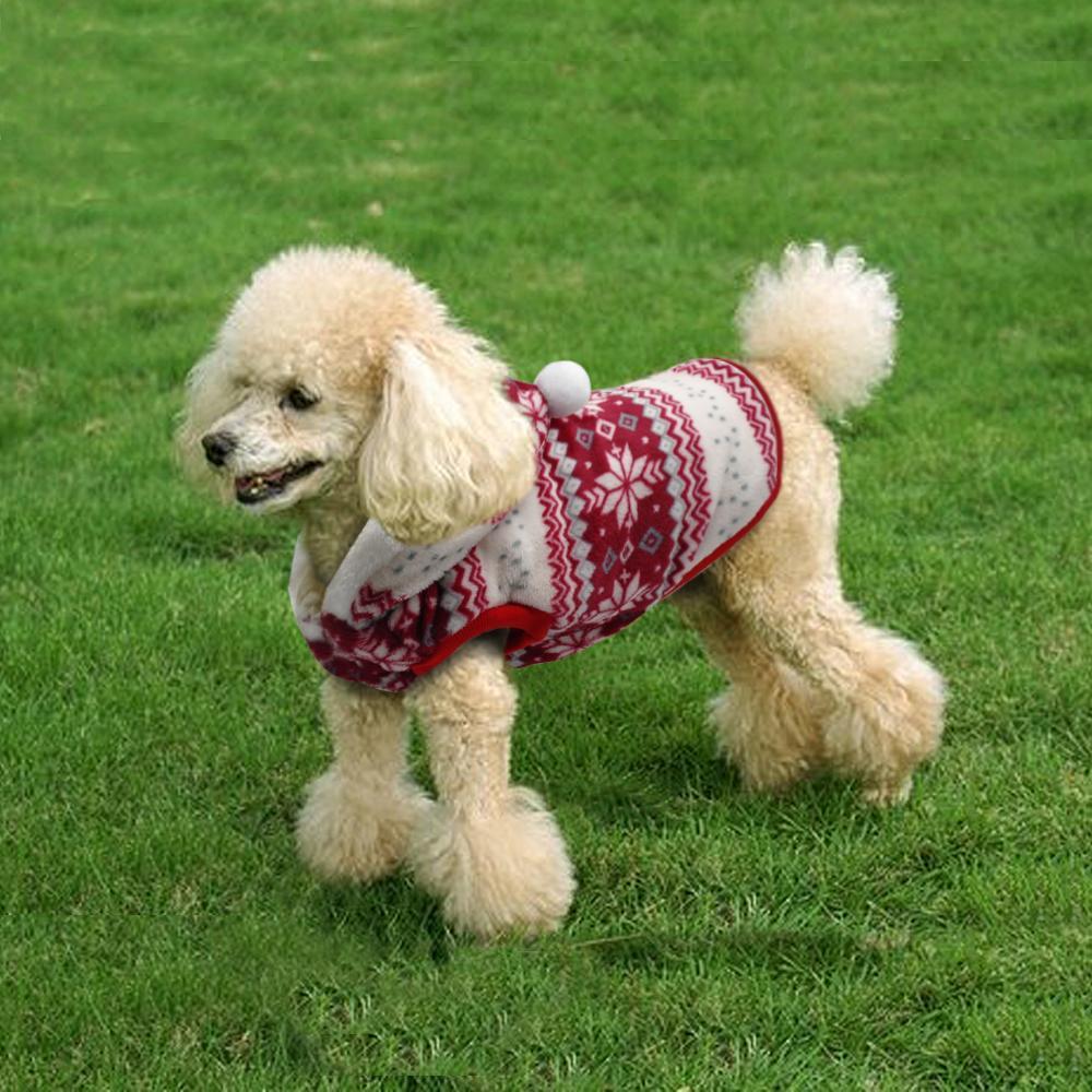 Snowflake Print Christmas Dog Sweater Hoodie Coat