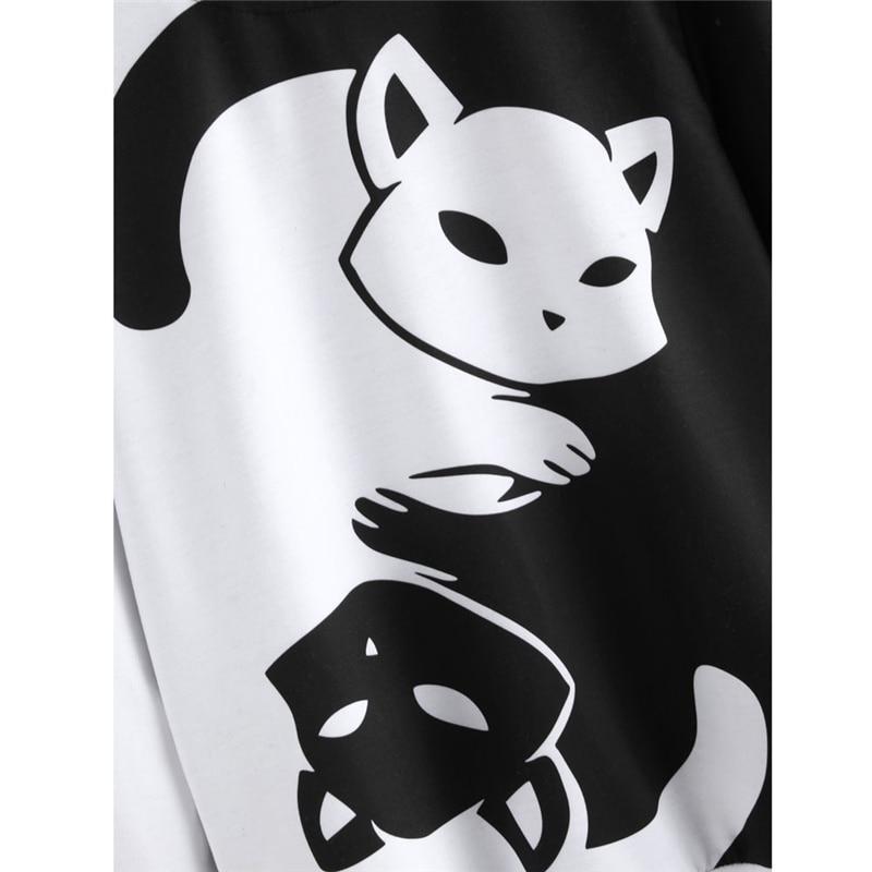 Ying Yang Cat  Print Pullover